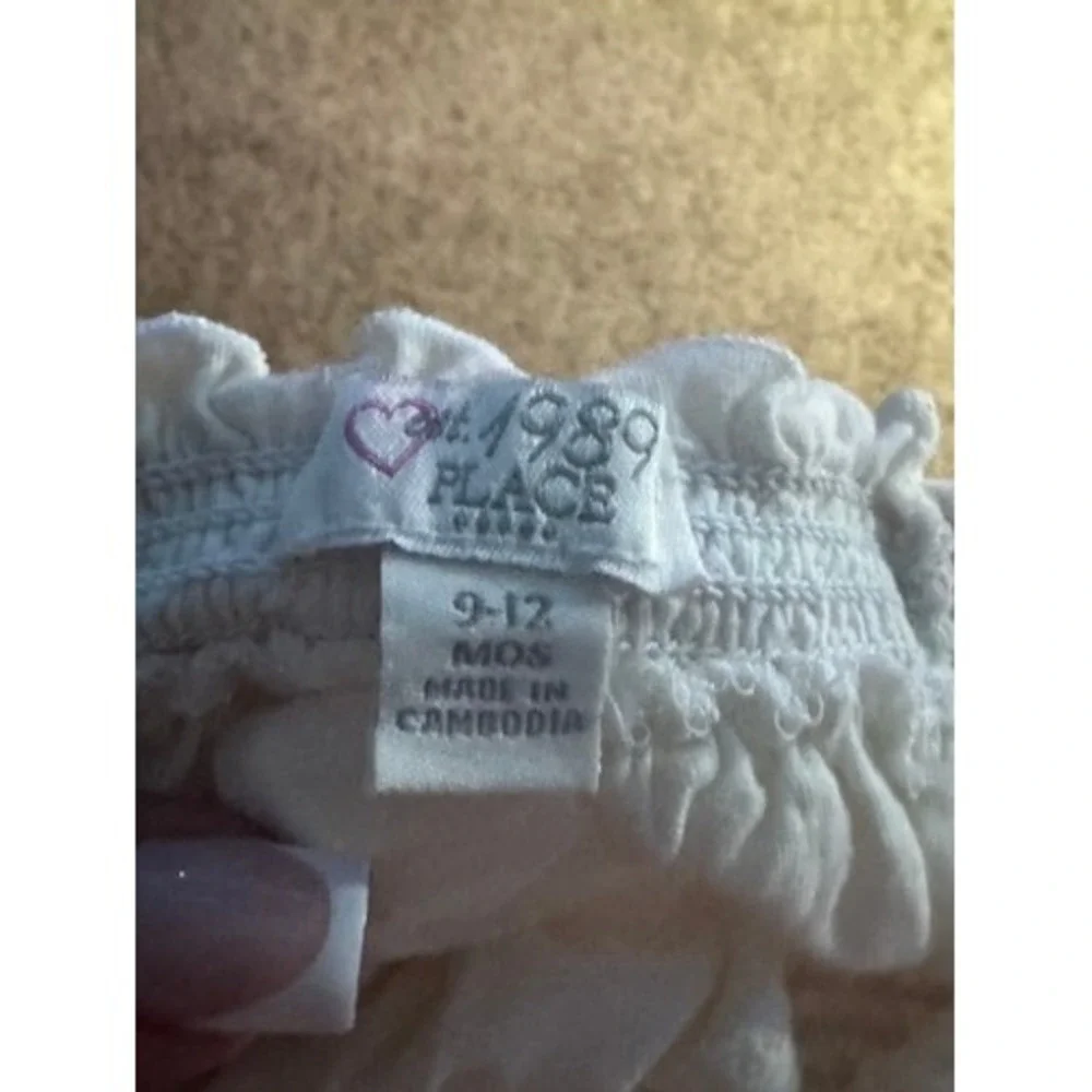 The Childrens Place Girls White Smocked Off Shoulder Bubble Top 9-12 Months Boho